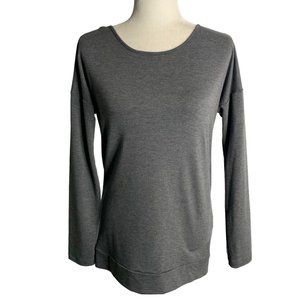 Banana Republic Reversible Faux Wrap Top S Grey Long Sleeves Stretch Knit